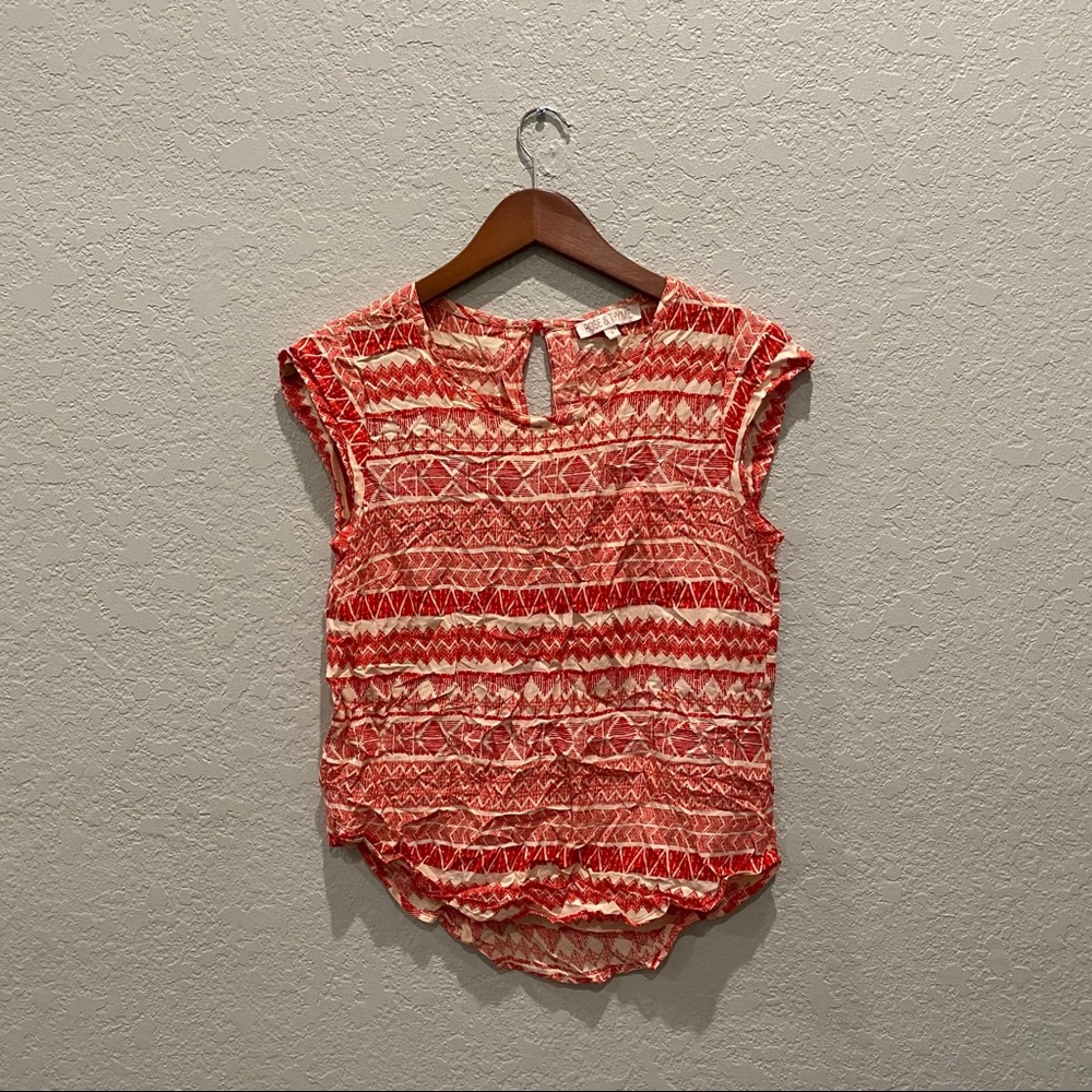 Rose&Thyme bright orange pattern breathable blouse